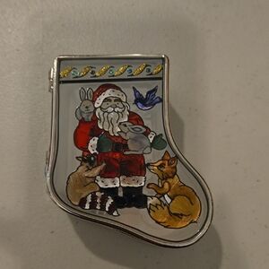 Festive Santa Stocking Ornament with Animal Friends